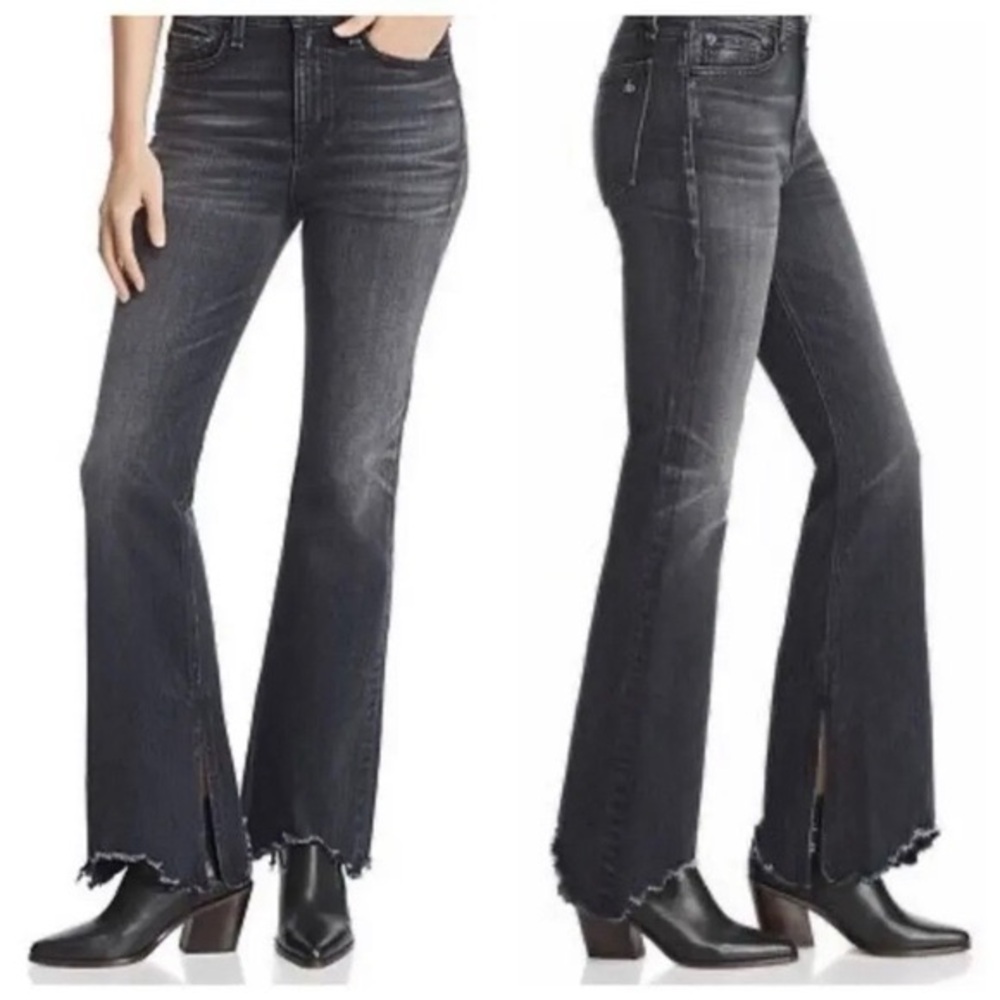 rag & bone Nina High Rise Flare Jeans in CLN Onyx - 25